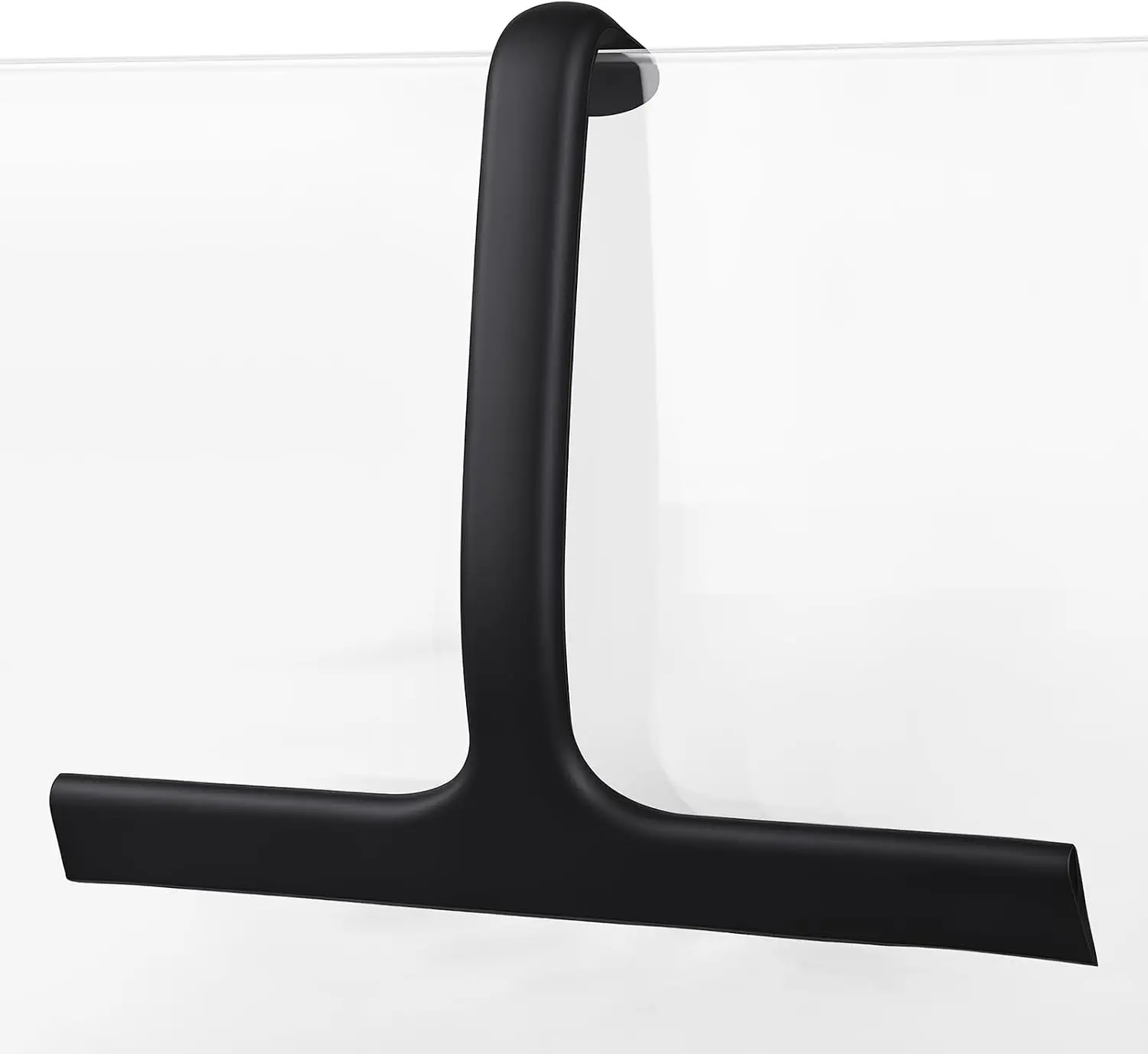 10" Shower Squeegee, Silicone Shower Wiper for Glass Doors, Black | One-Piece No-Drill Design, Flexible Silicone Squeegee for Window Cleaning, Streak-Free Cleaning Bathroom, Easy Installation Smooth