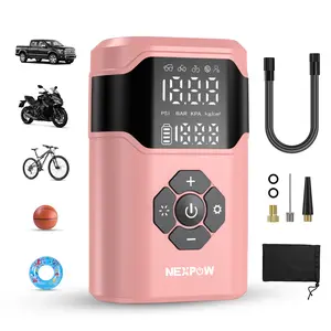 NEXPOW Tire Inflator, 150PSI Air Pump for Car Tires with Dual Screen Display, 3X Fast Inflation Portable Air Compressor for Car, Motorcycle, Bike, Ball,Pink