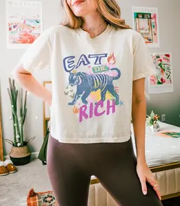 Eat The Rich Crop Top, Anti Capitalism Boxy Crop, Anti Billionaire Crop, Anti Capitalist Crop Top, Tax The Rich Tiger, People Over Profit
