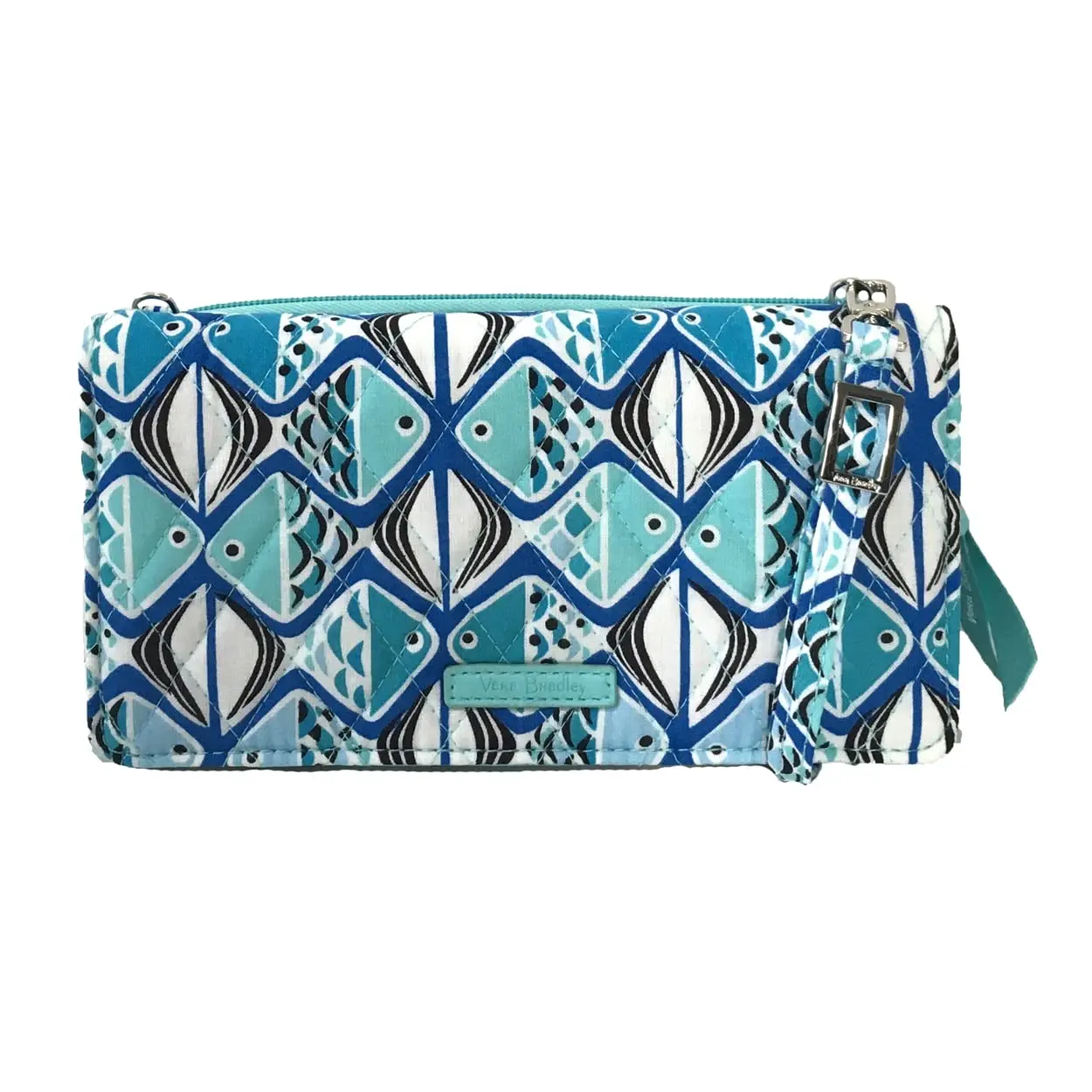 Vera Bradley RFID Wallet Crossbody, Go Fish Blue, Multifunctional, Rfid Protection, Convertible, Rfid Safe