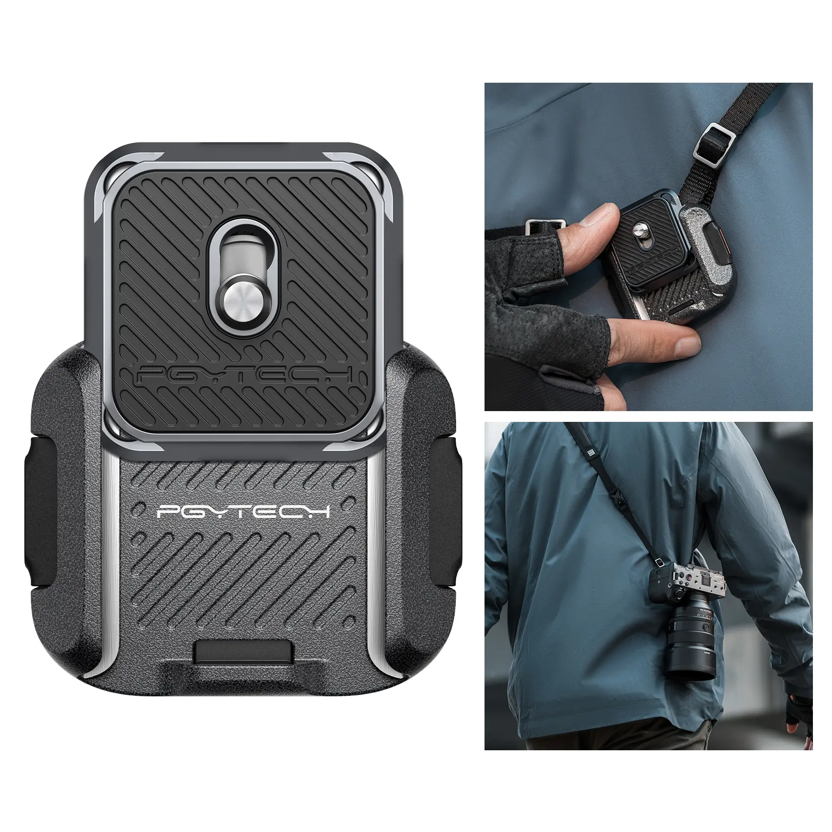 PGYTECH Aluminium Alloy Quick Release Clamp & Plate Kit - Arca Swiss Adapter Base, Photography Camera Accessories with Adjustable Sling Mount, Anti-Loosening Screw for Photographers’ Tripods, Camera Support Mount