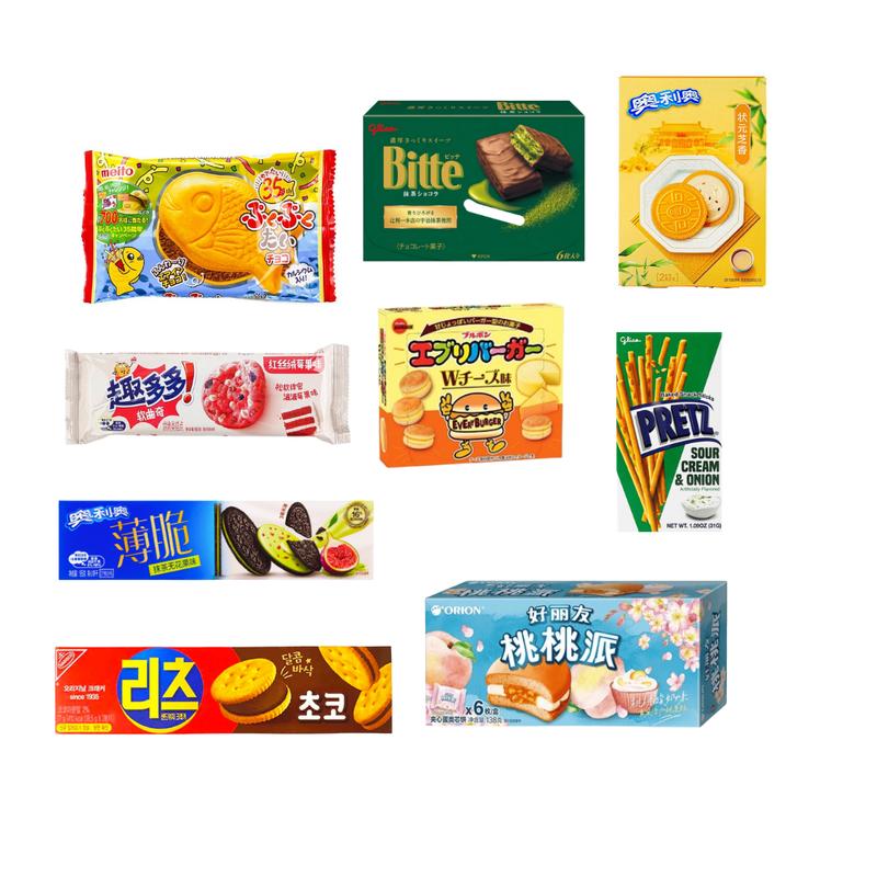 Omg Crunchbox 12 PC Asian Snack Box - 3 Beverages 4 Chips 2 Candy 3 Cookies Variety Pack in Box Assorted Full Size Items Perfect for Any Occasion Multipack