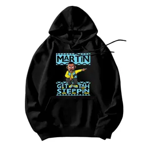 Men's "Martin Get Tah Steppin"  Trending on TikTok Stylish Retro Streetwear for Fashion Forward Individuals Menswear Vintage Long Sleeve Pullover Black unknown urban apparel comfys  brent merch hoodie  clothing men utah outfit new flamingo