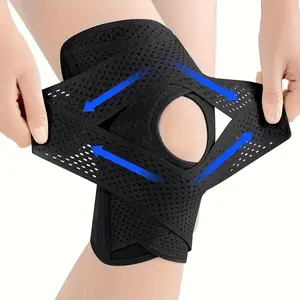 1pc Plus Size Adjustable Knee Brace | Breathable Air Mesh Compression Knee Support with Side Stabilizers | Pain Relief Knee Wrap for Meniscus Tear ACL Arthritis | Running Gym Sports Recovery Must Haves