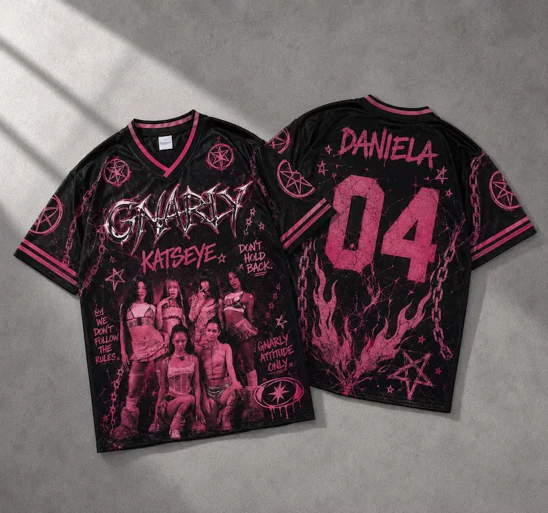 Gnarly Style Football Jersey, Personalized Jersey Shirt, Custom Name Number Shirt, Pink Black Streetwear Tee