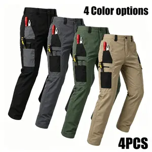 4-pack men’s tactical cargo pants with multiple pockets, durable fabric, perfect for outdoor activities and casual wear; work pants (no belt). summerwins