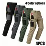 4-pack men’s tactical cargo pants with multiple pockets, durable fabric, perfect for outdoor activities and casual wear; work pants (no belt).