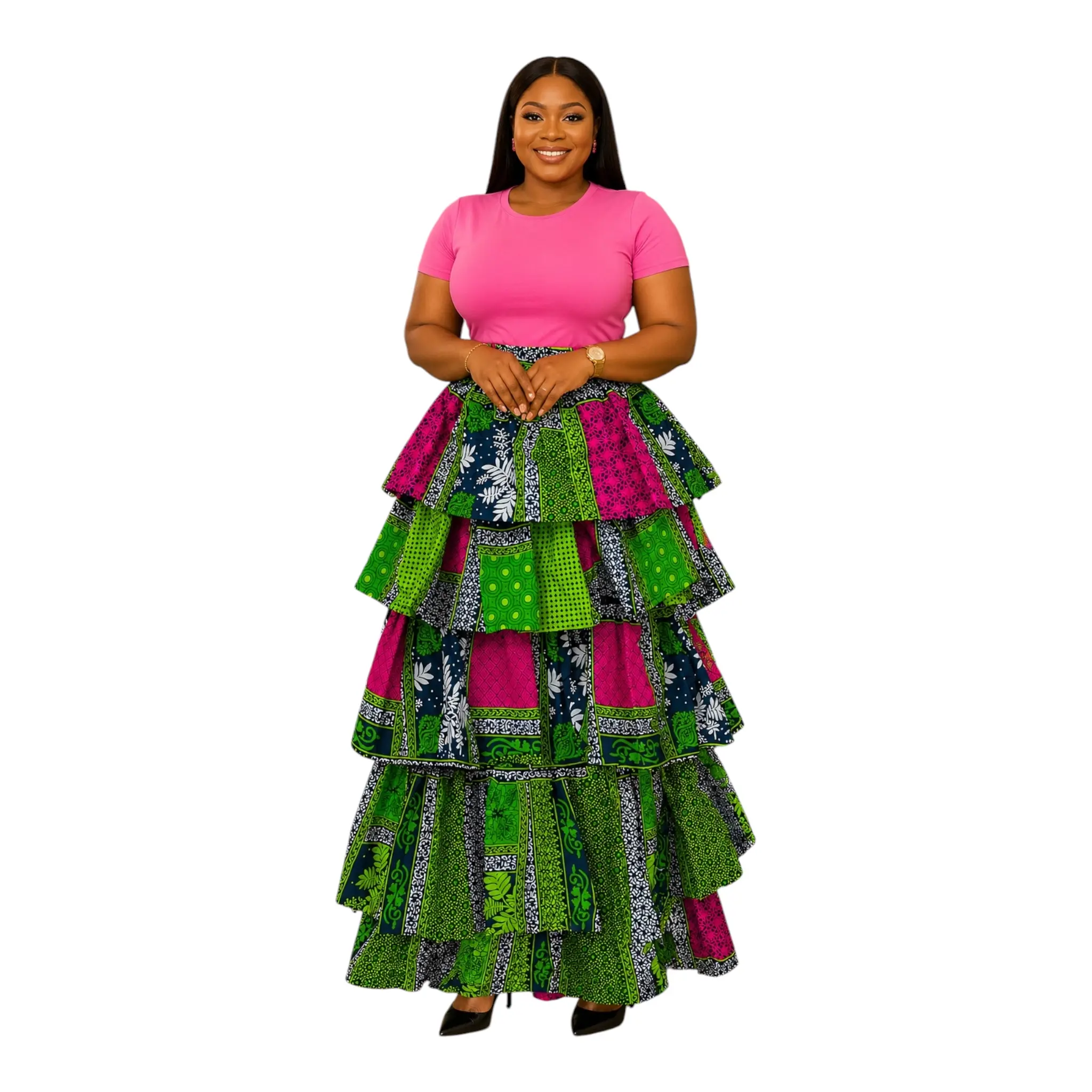 CRZ Ankara Multilayered Long Skirt CRZ Ankara Multilayered Long Skirt