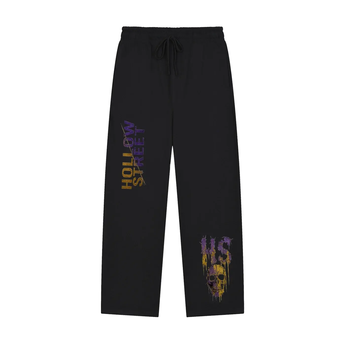 Hollow Street Solid Straight-Leg Sweatpants