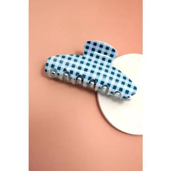 Pixie Claw Clip Blue Plaid