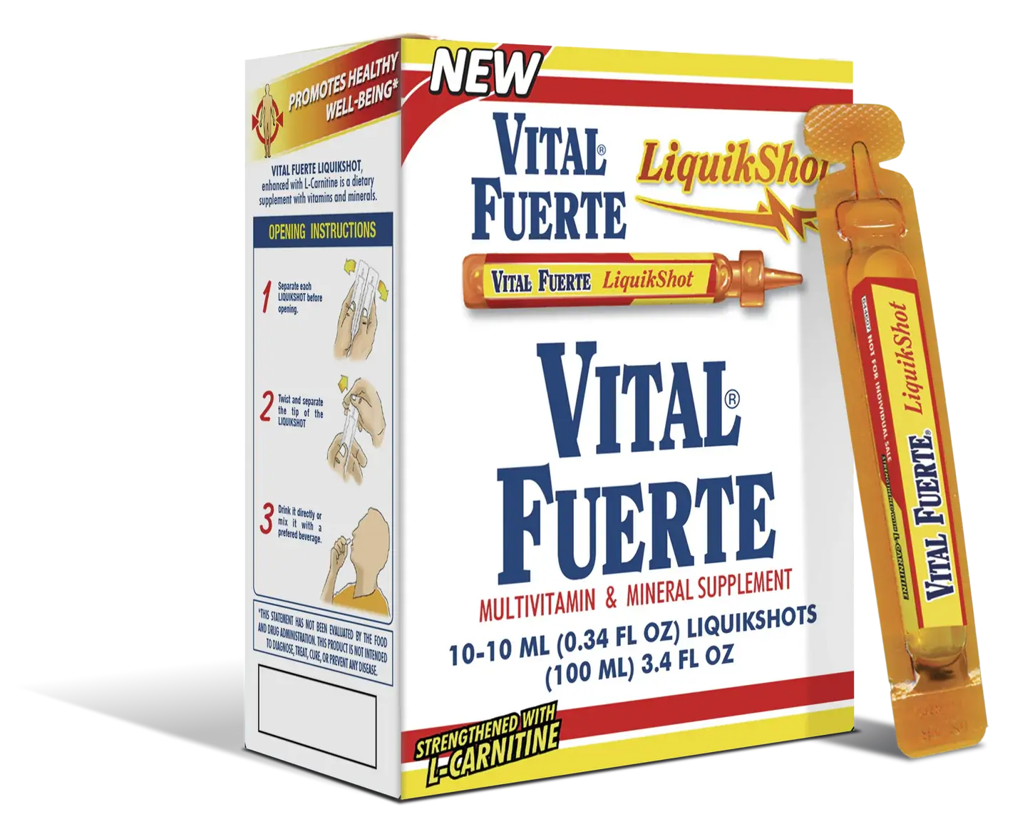 VITAL FUERTA 10 UNITS LIQUIKSHOT MULTIVITAMIN & MINERAL SUPPLEMENT | VITAL FUERTE 10 UNIDADES LIQUIKSHOT SUPLEMENTO MULTIVITAMINICO Y MINERAL