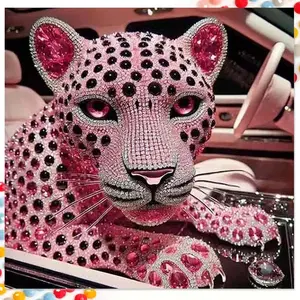 1 set of DIY diamond painting kit, 5D diamond art set, DIY decoration leopard, pink, diamond mosaic, diamond art, DIY art home decoration.
