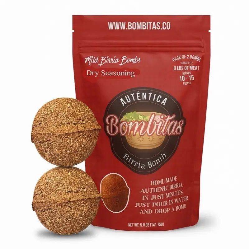 Birria Bombs 2 bomb pack by Bombitas MILD Spice Bomb Seasoning Flavor Easy Instant Birria Mix EZ Birria Authentic Mexican bombz balls platode crockpot spice mix perfect spice real chile slow cooker instant pot dry spice dried beans bomb season