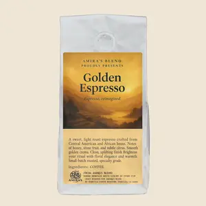 Golden Espresso - Central American & African Beans Blend - Sweet Light Roast for Elegant Coffee Experience - Perfect for Morning Rituals