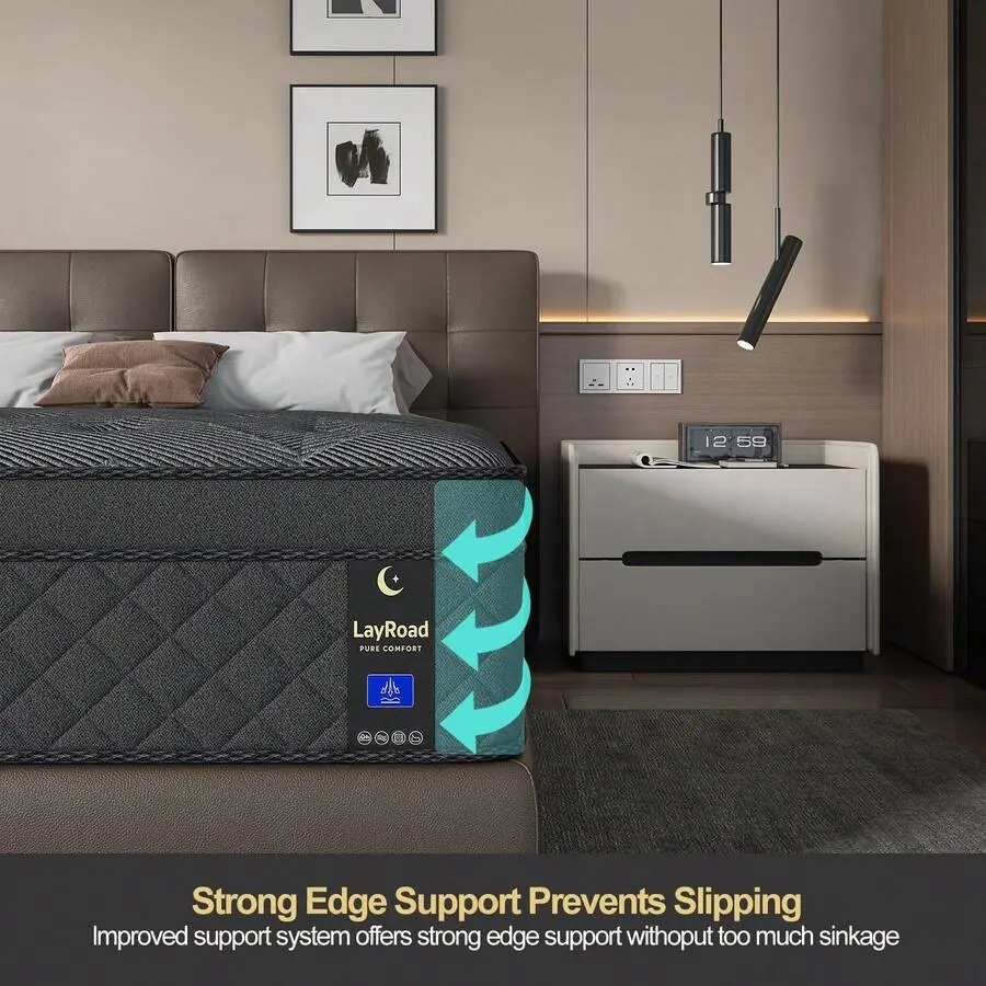 LoyRoad 12/14 Inch Bedroom Furniture,Memory Foam Queen Mattress, Twin, Full, Queen, King Mattress, Built-In Independent Pocket Spring, Provides Edge Support, Medium Hardness, Does Not Contain Fiberglass, No Odor, Strong Breathability, Anti-Fall And Wear-R
