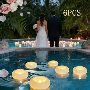 6/24 Flameless LED Floating Candles, Battery-Operated LED Candles, IP44 Rated for Use in Glasses, Vases, Pools, Bathtubs, Miniature Water Features, And Party Decorations, Suitable for Weddings, Banquets, Parties, Holidays, Valentine'S Day Decor