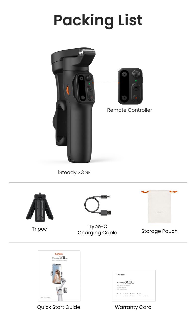hohem iSteady X3 SE Gimbal Stabilizer for iPhone, Smartphone Foldable Gimbal with Detachable Remote Control, Portable Foldable 3-Axis Phone Gimbal for Android & iPhone17 series, Ideal for Travel Vlogging hohem iSteady X3 SE Gimbal Stabilizer for iPhone, Smartphone Foldable Gimbal with Detachable Remote Control, Portable Foldable 3-Axis Phone Gimbal for Android & iPhone17 series, Ideal for Travel Vlogging
