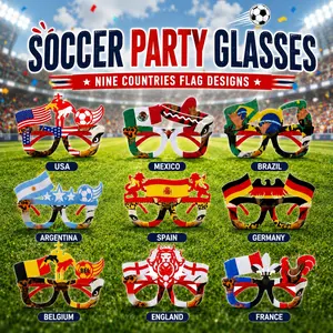 (6 PCS)Soccer Fan Party Glasses — National Flag Design | Dedicated Viewing Gear for Soccer,Matches Country-Themed Frames Only, No Lenses | United States, Mexico, Germany, Argentina, Brazil, Canada, Spain, Belgium | Cup Tournament Style Party Glasses