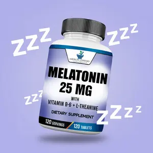 American Standard Supplements Melatonin 25mg Per One Tablet, 120 Chewable Tablet with L-Theanine & Vitamin B-6, Supports Healthy Sleep Cycle , Promotes Calming & Restful Sleep, Vegan, NON GMO, 120 Tablets, 120 Servings