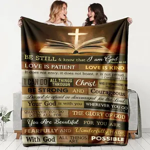 Bible Verse Flannel Blanket, Cozy Blanket Throw, Soft Warm Durable Throw for Sofa Office Bed Camping Travel, Ideal Holiday Gift, Comfortable Home Decor