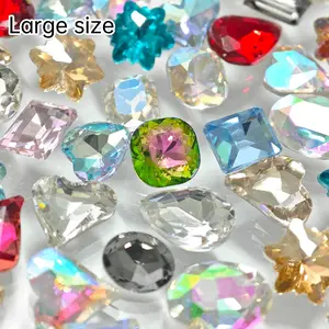 50 Large Mixed Style K9 Diamonds, Pointed Base Star Pattern Rhinestones Nail Art Gems, Super Shiny Crystals, DIY Nail Art, Jewelry Making, Fashion Accessories, Nail Decoration, Multichrome Glitter