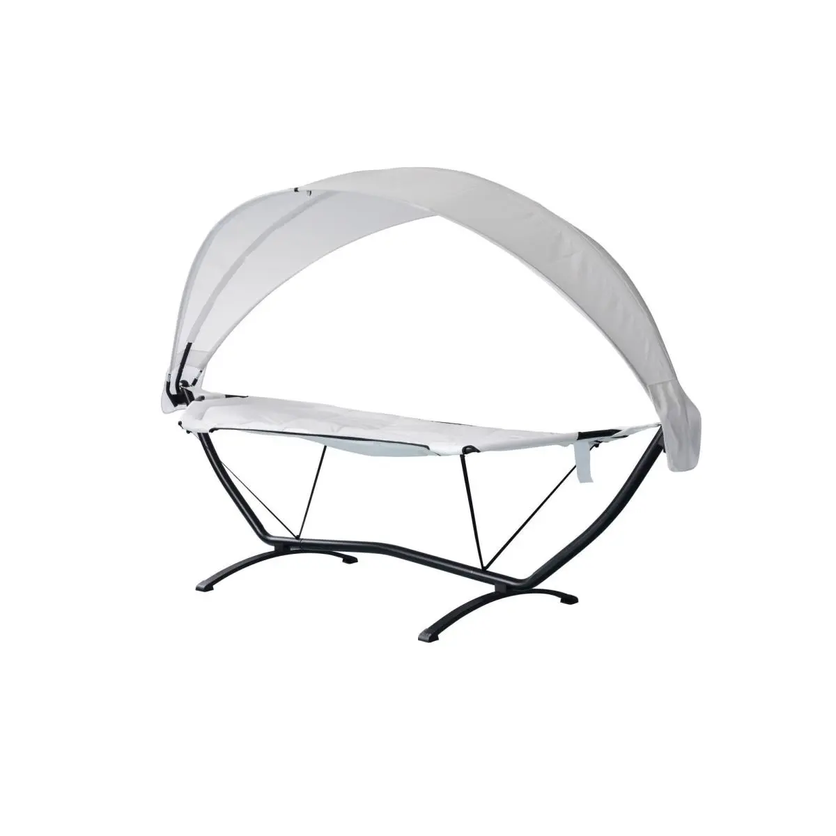 Blue Wave Sea Breeze Free-Standing Hammock Lounger, Champagne Polyester Fabric with Adjustable Canopy and Heavy-Duty Steel Frame for Outdoor Use, Backyard
