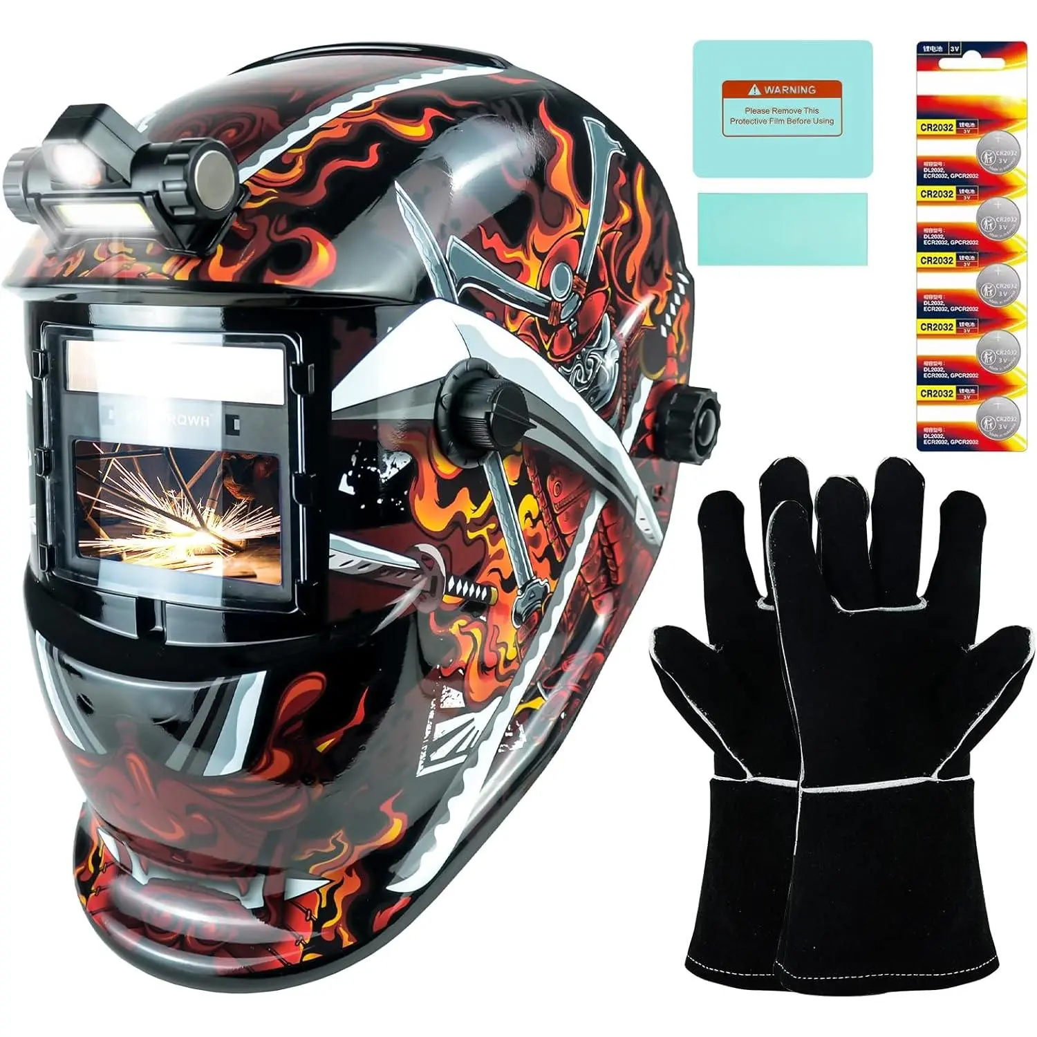 Welding Helmet Auto Darkening Welding Hood with Light True Color 1/1/1/2 Top Optical Clarity Wide Shade 9-13 Welder Helmet Welding Mask with Grinding (KTS-HD106), Welding Accessory