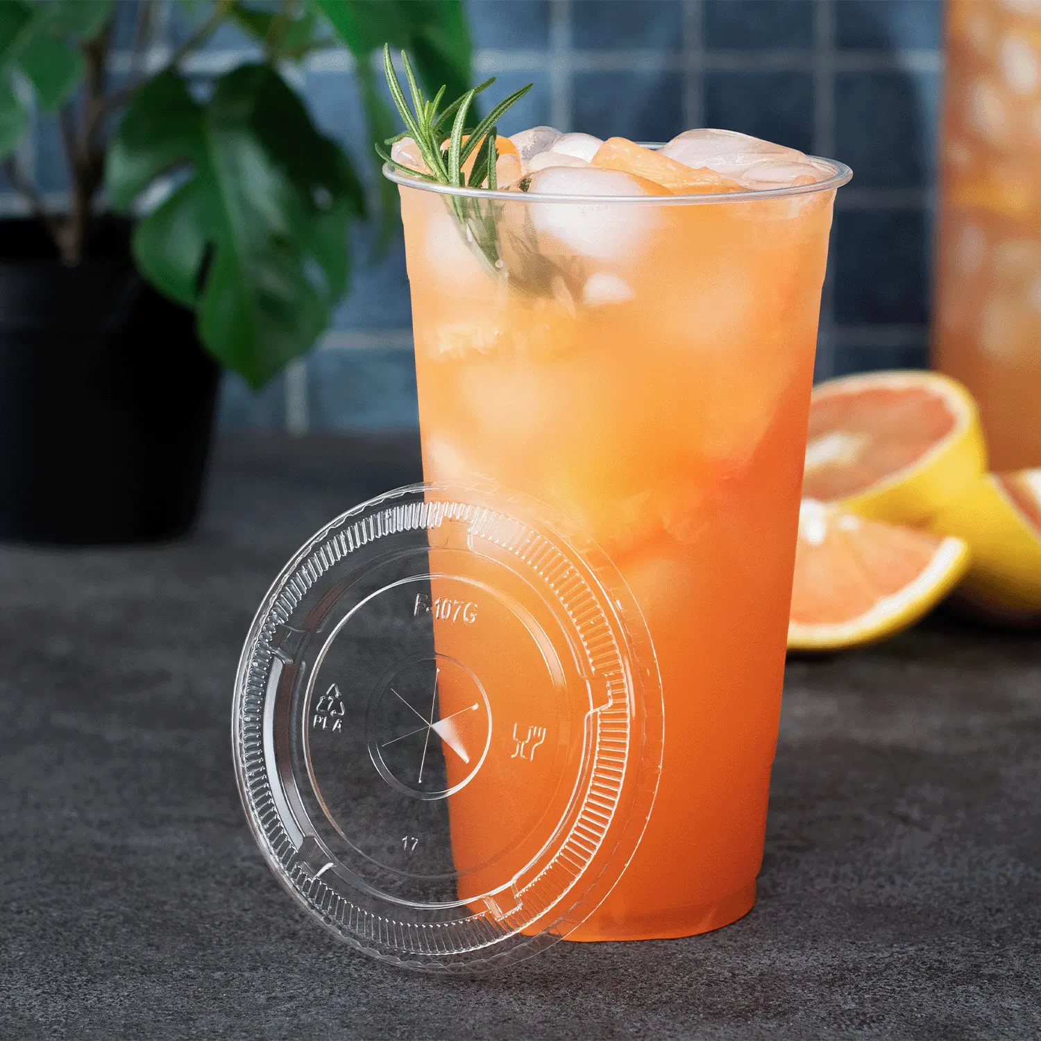 Karat Earth PLA Flat Lid for 32oz Cup (107mm) - 500 pcs Karat Earth PLA Flat Lid for 32oz Cup (107mm) - 500 pcs