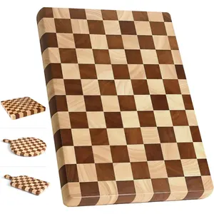 Checkered Cutting Board for, 16"L x 11"W x 1"Th – Wooden Chopping, Cheese & Charcuterie Board in Wood, Block Serving Tray for Meat, Fruit, Bread & Vegetables