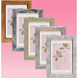 Vintage 4x6 Picture Frame Set of 5, Rustic Photo Frame with Tempered Glass, Decorative Wall Art and Tabletop Display, Reusable Retro Frames for Home Decor, Shatterproof Glass and Easy to Hang