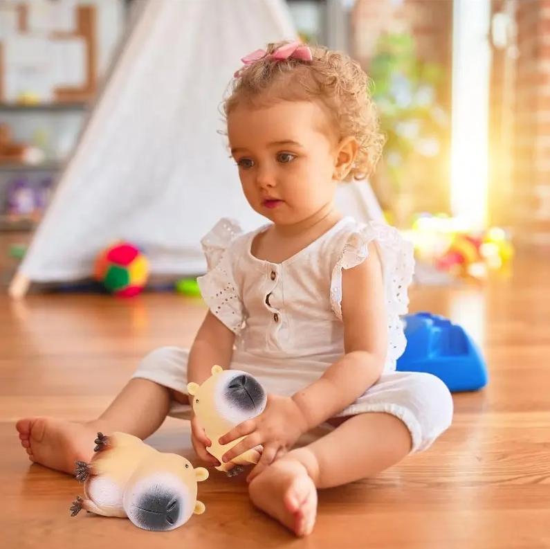 Extra Large & Super Soft Capybara Stress Balls, 2-Pack! Squishy Stretchable Fidget Toys, Cute Animal Squeeze Toys for Kids Party Favors, Office & Classroom Sensory Stress Relief
