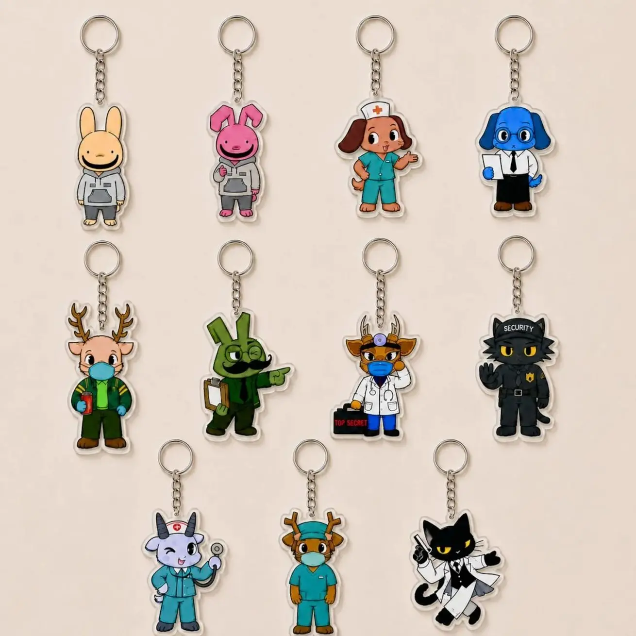 11 ops Animal Hospital Roblox Keychain, Bag Charm, Gamer Gift