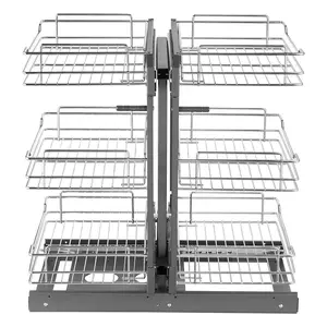 【Summervibes】VEVOR Min 15"W Opening Blind Corner Pull Out Organizer,  , 3 Tier 6 Shelf Kitchen Cabinet Organizer, Chrome Carbon Steel Storage Basket, Slide Out Storage Organizer, Left & Right Open Compatible