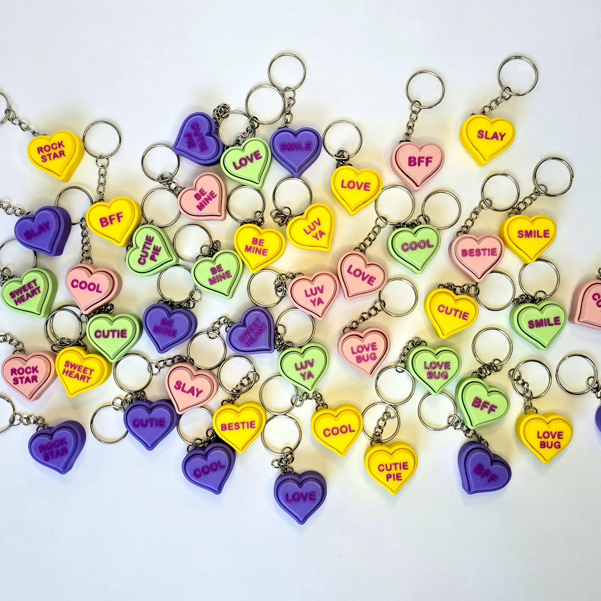 Colorful Conversation Heart Clicker Keychain Fun Vibrant Design for Everyday Use Perfect Valentine's Day Gift