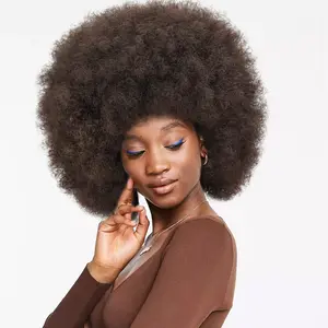 Xinran 8 inches 70s Afro Wigs for Black Women,Short Afro Kinky Curly Wig,Dark Brown Women Full Afro Kinky Wigs for Women