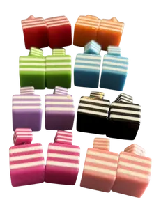 Reversible Striped Cube Earrings – Double Sided Studs (Choose Color)