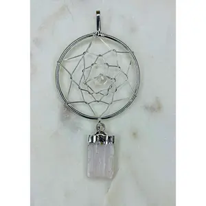 Unisex Selenite Dreamcatcher Pendant with Calming and Purifying Properties