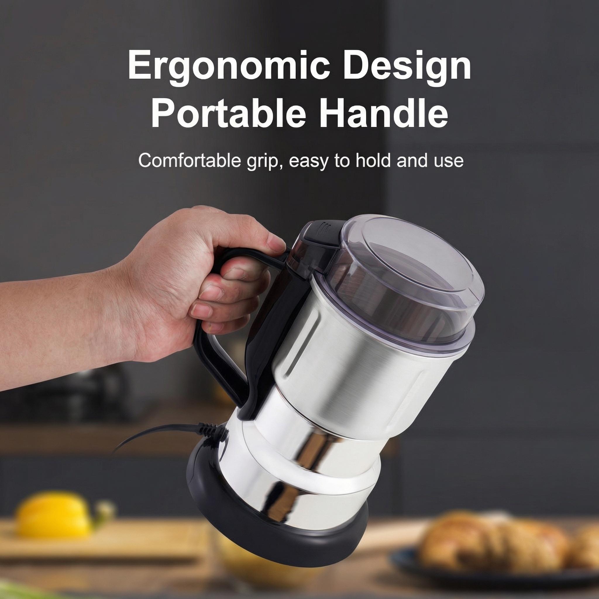 One Touch Electric Coffee Grinder, 2/3 Cup Coffee Bean Capacity, 300W Motor, Spice, Herb and Nuts Grinder, One Touch Push-Button Control -Stainless Steel Blades