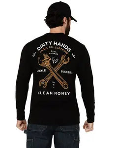 Troll Co Men's Men'S Twisting Wrenches Long Sleeve Graphic T-Shirt - Tc0332-Blk