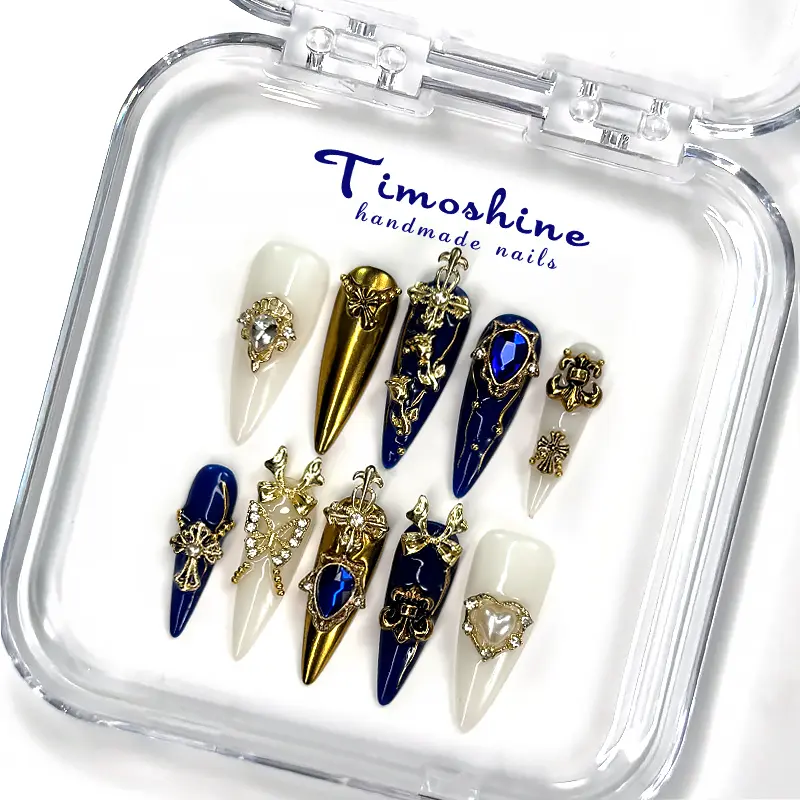 Timoshine | STARRY NIGHT Handmade Press On Nails Glossy Design for Quick Stylish Manicure Easy Application Elegant Style