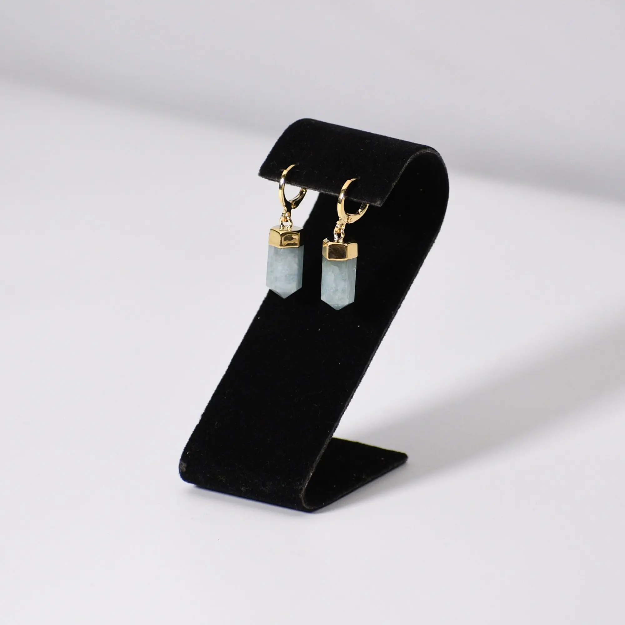 "Huggies" Aquamarine Point Earrings (Leverback)