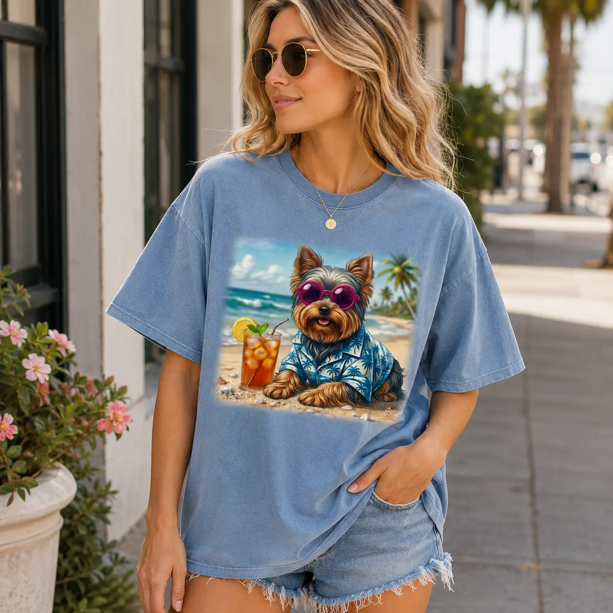 Comfort Colors Blue Jean 50+ Dog Breeds Custom Dog Portrait Shirt, Personalized Dog Lover Gift, Pet Photo Comfort Colors Tee, Beach Vacation Dog Shirt, Custom Pet Memorial T Shirt