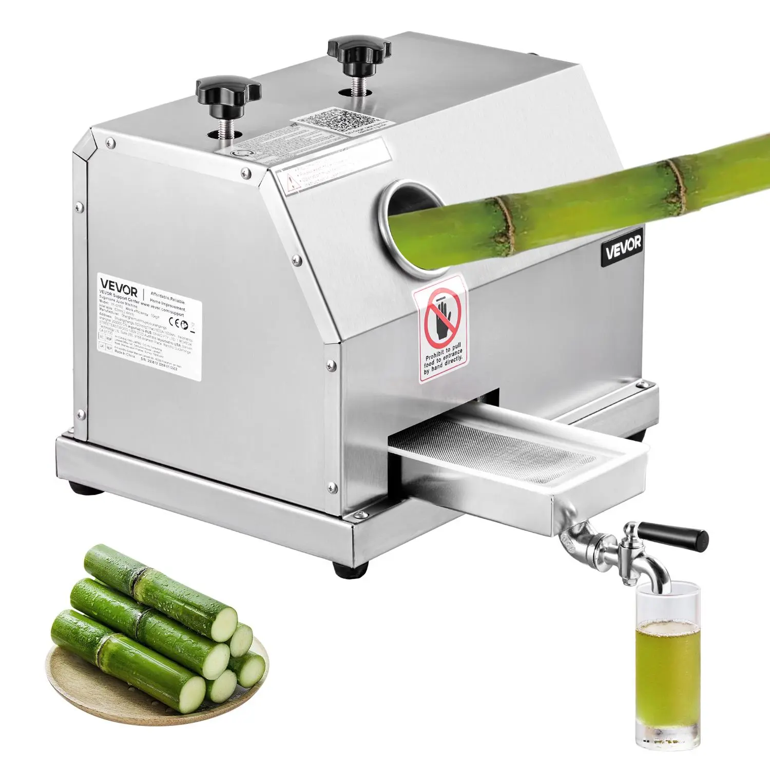【Summerfinds】VEVOR Commercial Sugar Cane Juicer, 110LBS/H High Output Sugarcane Juicer Machine with 3 Stainless Steel Rollers, 2.4" Large Inlet, Manual Sugar Cane Press Juice Extractor Squeezer for Home/Commercial
