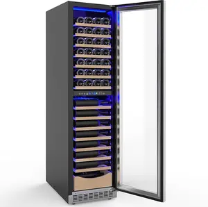 Antarctic Star 385L Wine Cellar Under Counter Built-in Beverage Cooler Mini Fridge Clear Glass Door Digital Memory Temperature Control, Beer Soda LED Light Safety Lock Quiet Operation