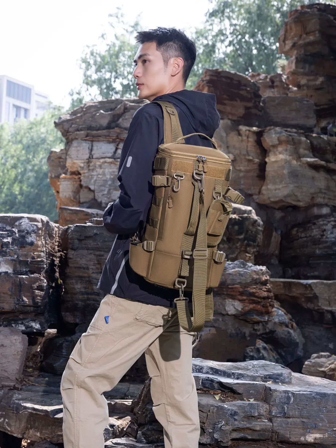 Outdoor Multifunctional Waterproof Backpack, Men's Sports Travel Bag, Fishing Lure Bag, Crossbody Commuter Shoulder Bag, Unique Bags, Versatile Shoulder Bags, Stylish Crossbody, Athletic Bag, Casual Crossbody Bags