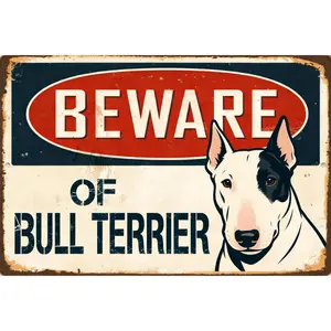 Dog Warning Iron Wall Sign Metal Art Animal Graphic Decor for Home, Office, Living Room, Garden, Patio, Bedroom, Entryway, Restaurant, Industrial Vintage Wall Hanging