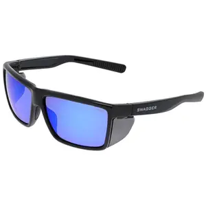 MCR Safety Swagger SR2 Safety Glasses Black with Blue Diamond Mirror Lenses