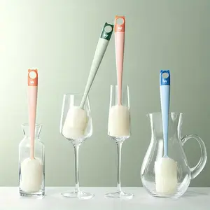 Cup Washing Brush Kitchen Brush Cup Sponge Cleaning Small Brush Removable Replacement Long Handle Brush Bottle Washing Brush