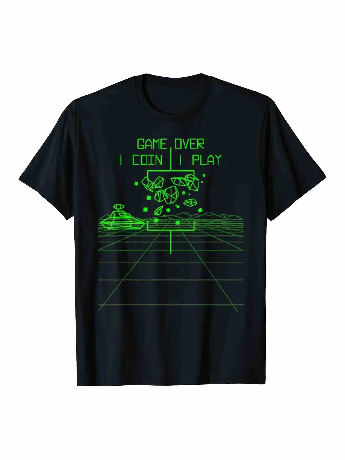 Retro 80s Arcade Game Over Graphic T-Shirt - Heavy unisex soft cotton short sleeve t shirt, vintage graphic casual tee for men women teens, perfect birthday holiday gift for camping travel gym daily street  wear