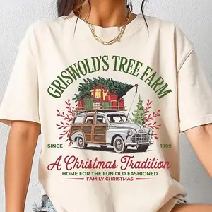 Griswold Christmas Tree Farm Unisex T-Shirt, Vitage Car with Gifts, Holiday Movies Friends, Family Christmas, Retro Family Christmas,  Merry Christmas Shirt, Graphic Design For Men and Women
